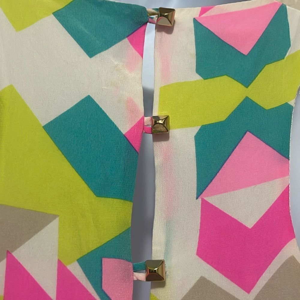 Britt Ryan Parade Silk Shift Dress Size XS Bright Abstract - Picture 6 of 9